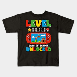 Level 100 Days Of School Unlocked Gamer Video Games Boys Kids T-Shirt